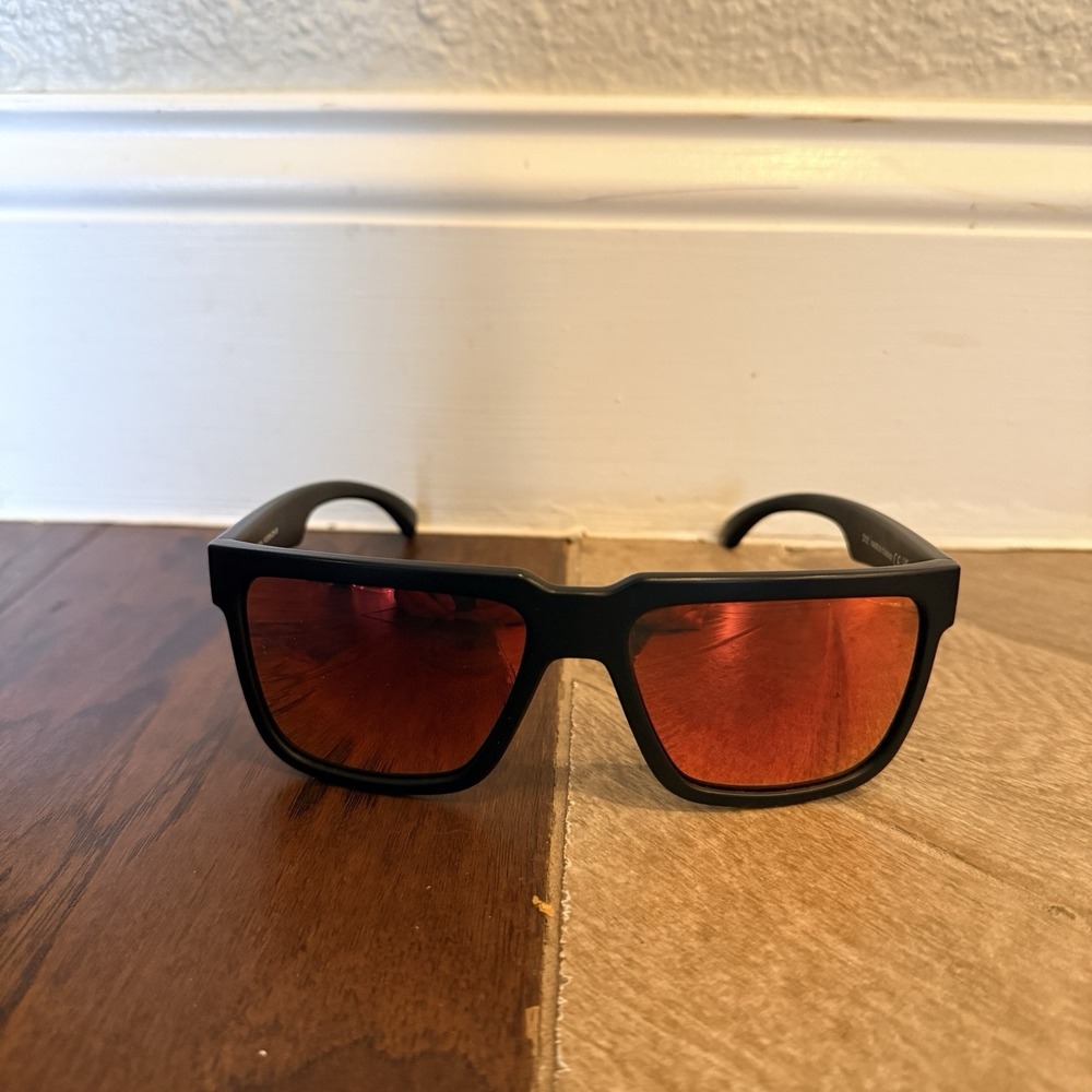 FMF Vision Sunglasses THE DON Matte Black Frame Red Orange Mirrored Lens Wrap